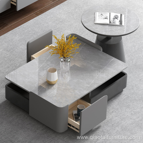 Modern Top Rock plate Wooden Coffee Tables